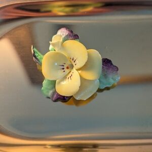 Vintage Yellow Floral China Brooch